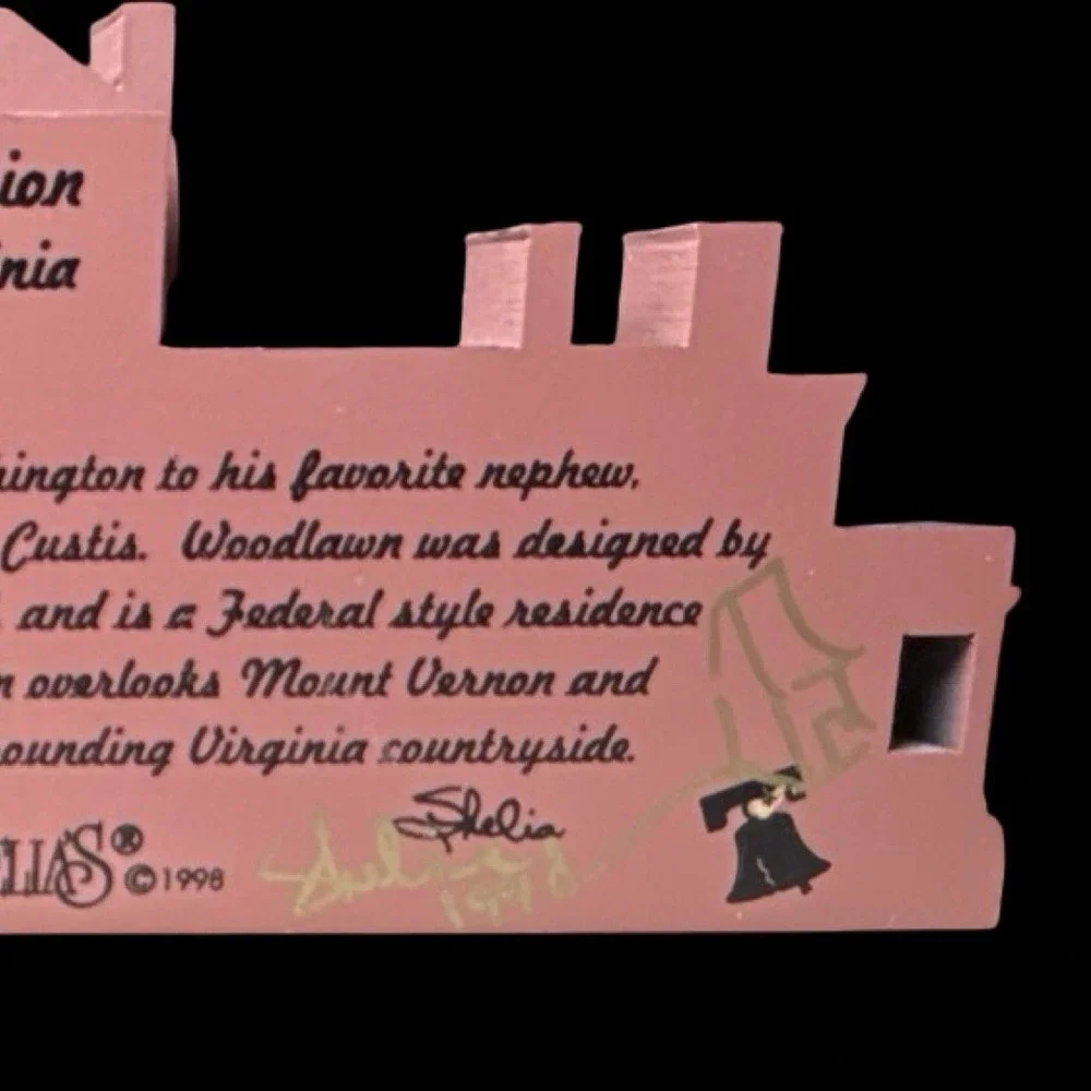 Woodlawn Plantation Mount Vernon, Virginia Shelia's Shelf Sitter 1998 SIGNED